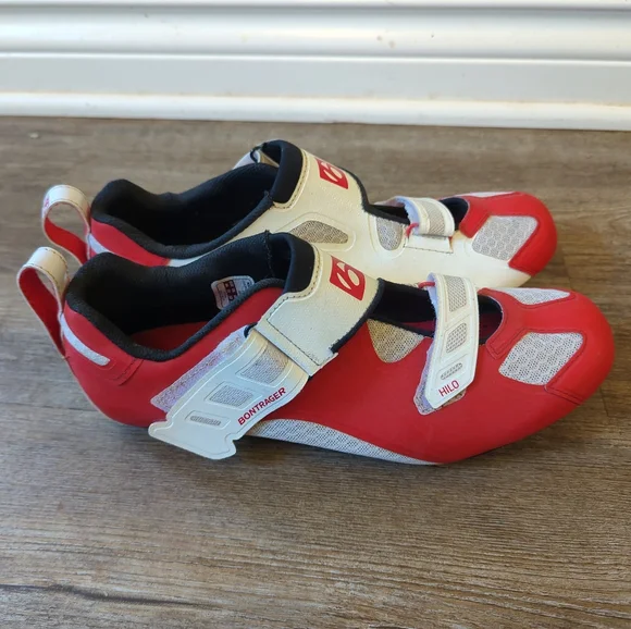 White and Red Bontrager Hilo Cycling Triathlon Shoes Mens 11 Womens 12.5 - Picture 4 of 4